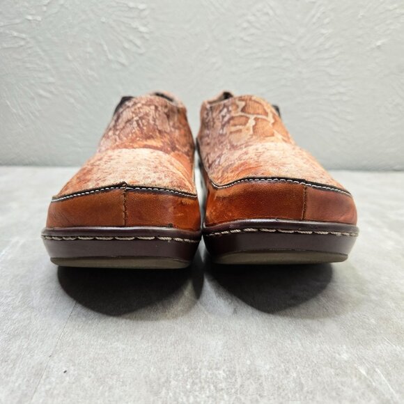 L'artiste Spring Step Clogs Brown Leather Snake Print Slip On Platform Work Shoe - Picture 3 of 12